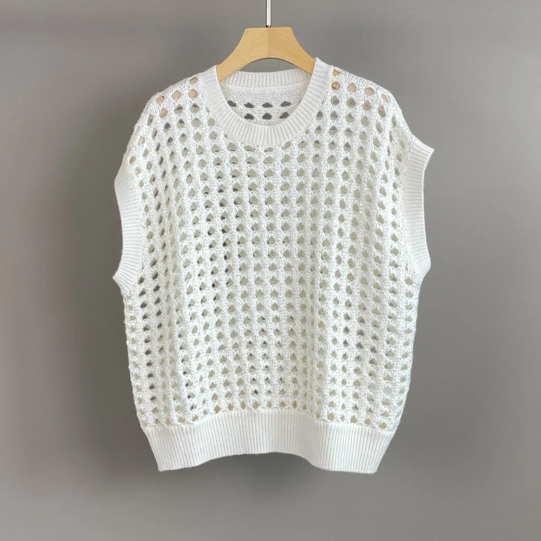 Frauen Herbst und Winter Neue Hohl Slip Schulter Gestrickte Pullover Mode Hohl Überrock