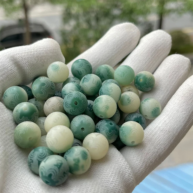 10Pcs Natural Bodhi Root Round Beads Carved Six-character Mantra Buddhist Bead DIY Beaded Bracelet Lucky Jewelry Accessories image 4