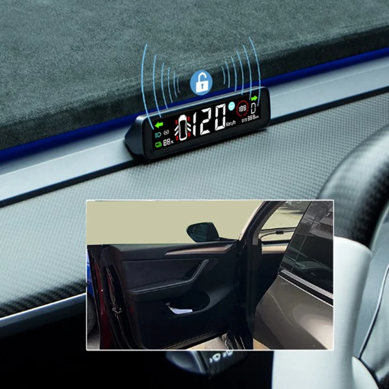 Car HUD Air Code Meter Dashboard Digital Smart Gauge Head Up Display For Tesla Model 3 Model Y Car Accessories