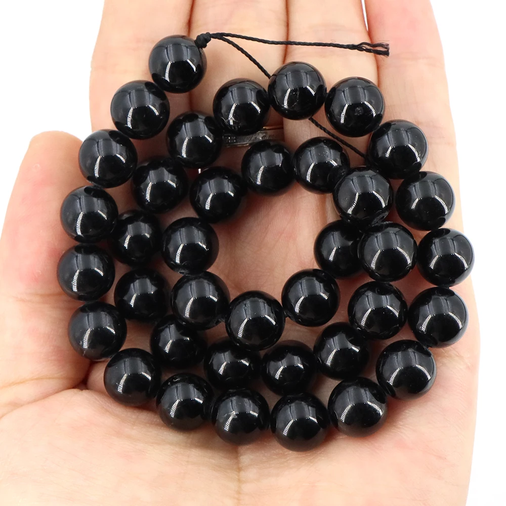 

Natural Black Tourmaline Stone Beads Round Loose Beads For Jewelry Making DIY Bracelet Necklaces Accessories 4/6/8/10/12MM 15"