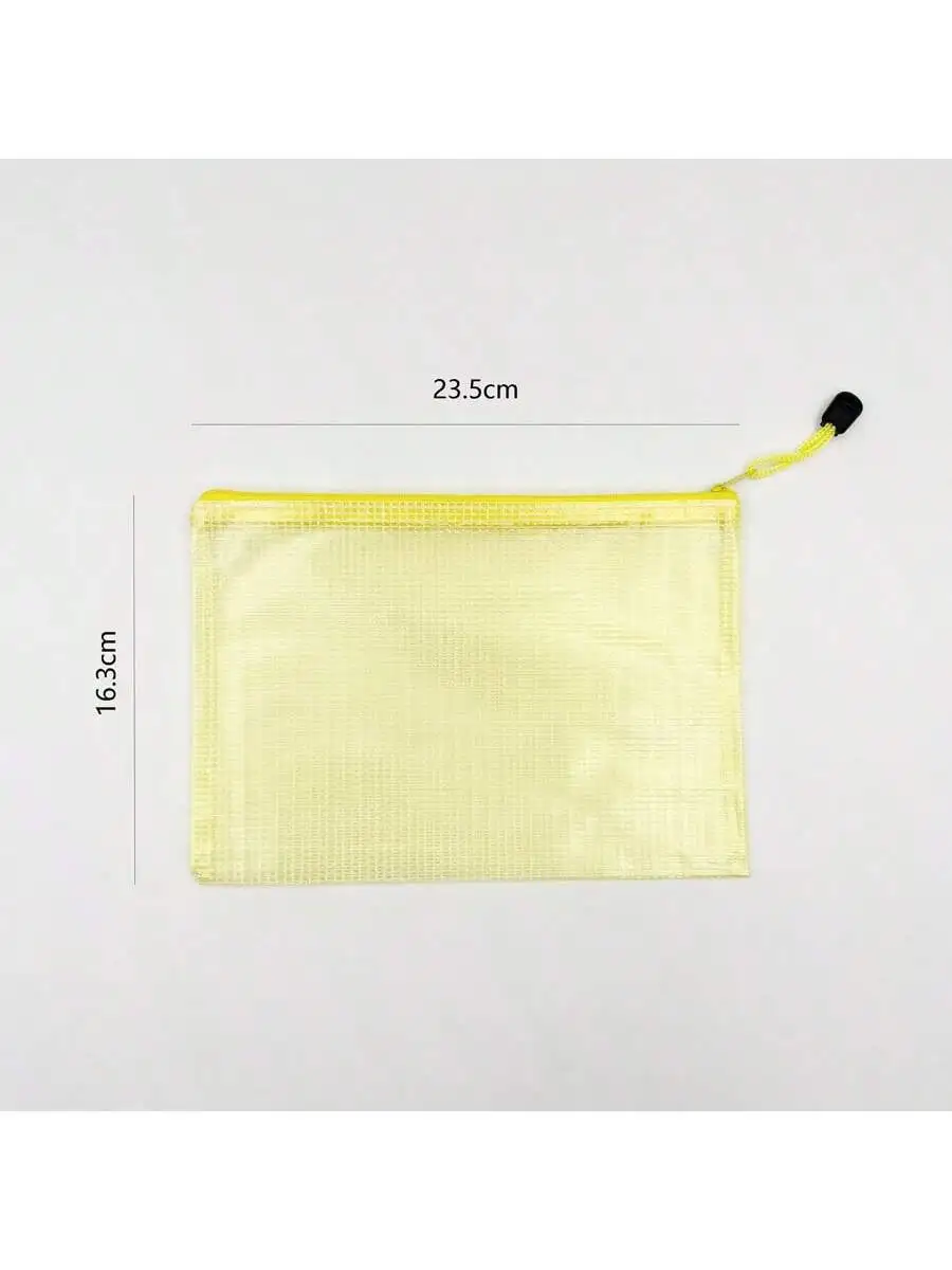 A5 PVC Mesh Zipper Bag Storage Wallet for Small Items - Stationery Cosmetics Travel Accessories Paper