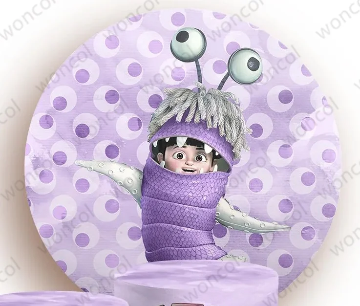 Monsters, Inc. Boo Latar Belakang Bulat Latar Belakang Ulang Tahun Anak Perempuan Monsters, Inc. Mike Wazowski James P. Sullivan Boo Properti Penutup Silinder