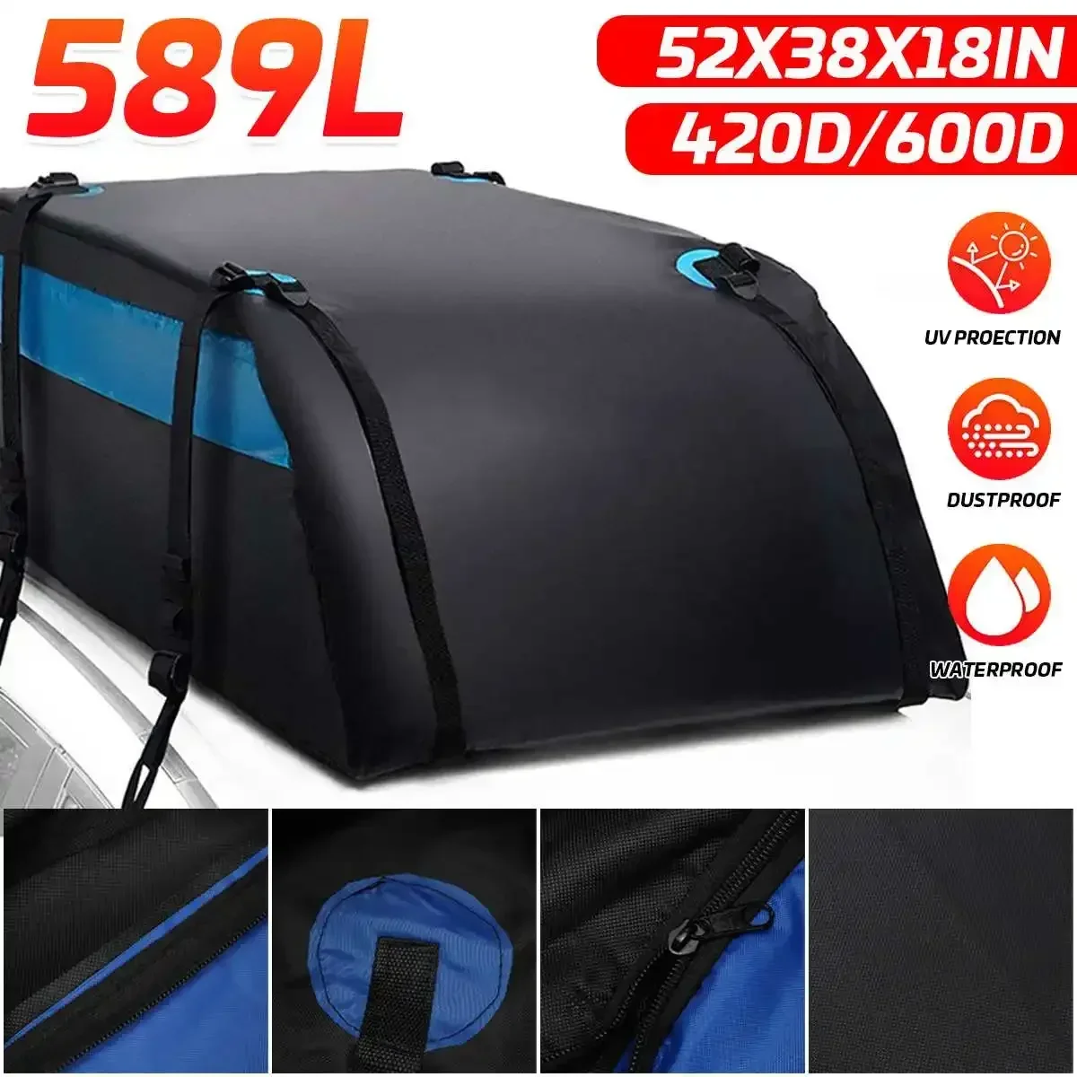 132x97x46cm Universal Large Waterproof UV Protected Car Cargo Roof Bag Carrier Cargo Luggage Travel For SUV Vehicles Body Kit