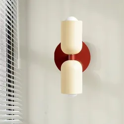 Lámpara LED de pared nórdica para sala de estar, candelabros de Base roja de hierro doble para estudio, mesita de noche, dormitorio, decoración del hogar