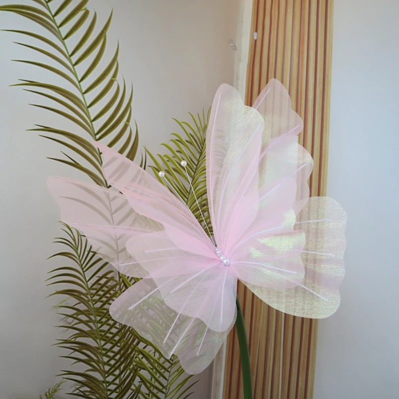 50CM Outdoor Photography Artificial Handmade Floral Arrangement Plastic Flower Large Silk Butterfly Wedding Decoration Props