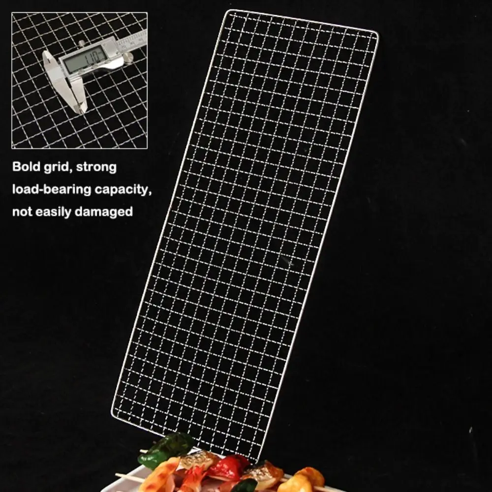 

New Stainless Steel Grill Rack Grids Rectangular Reusable BBQ Roasting Rack Nonstick Grill Grate Mesh Pads Dishwasher Safe