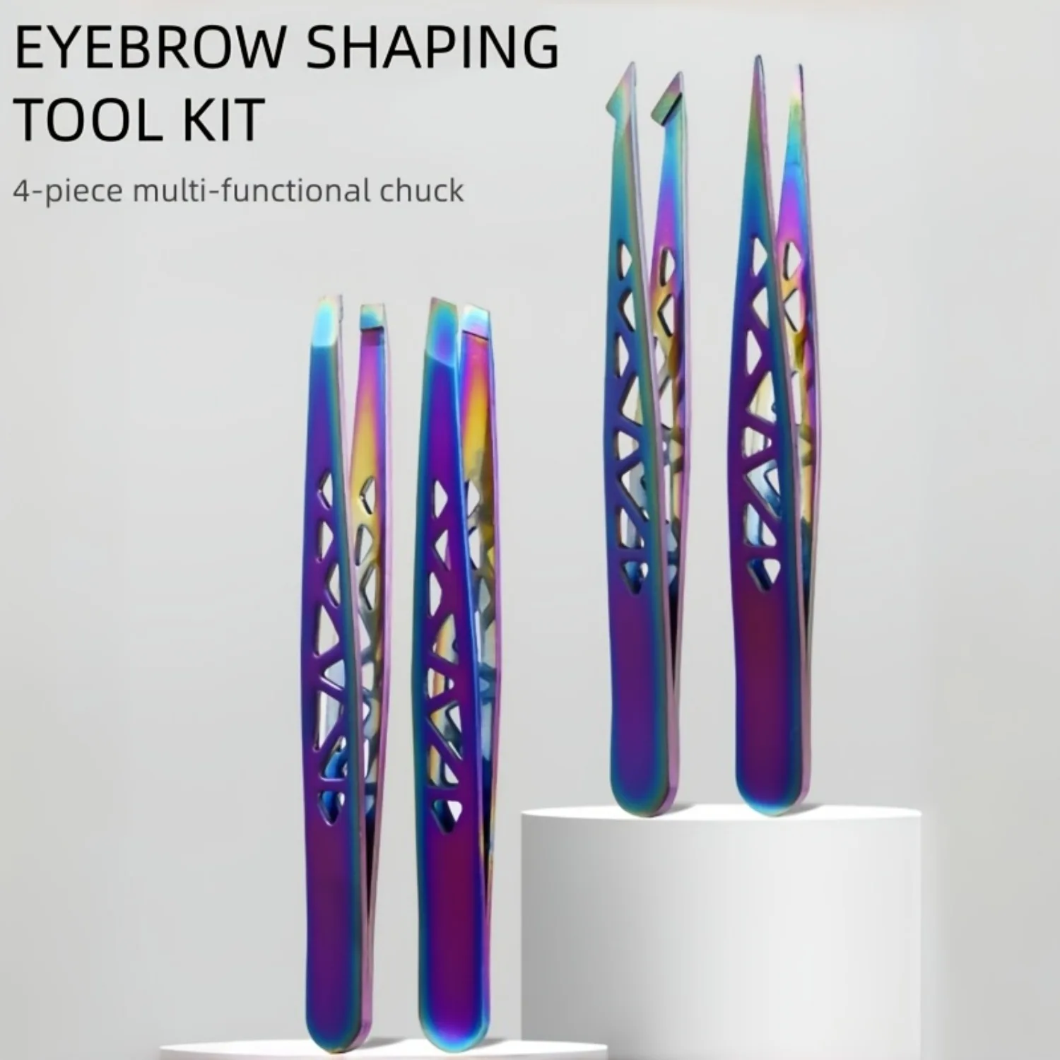 

4Pcs Color Titanium Tweezers Set, High-Precision Stainless Steel Hollow Tower Design, Multipurpose for Eyebrow & Hair Plucking