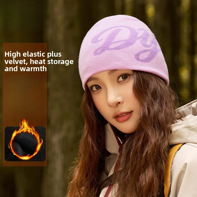 Outdoor Mountaineering Warm Knitted Hat Unisex Ear Protector Large Head Suitable for Pullover Cold Hat Casual Elastic Wool Hat