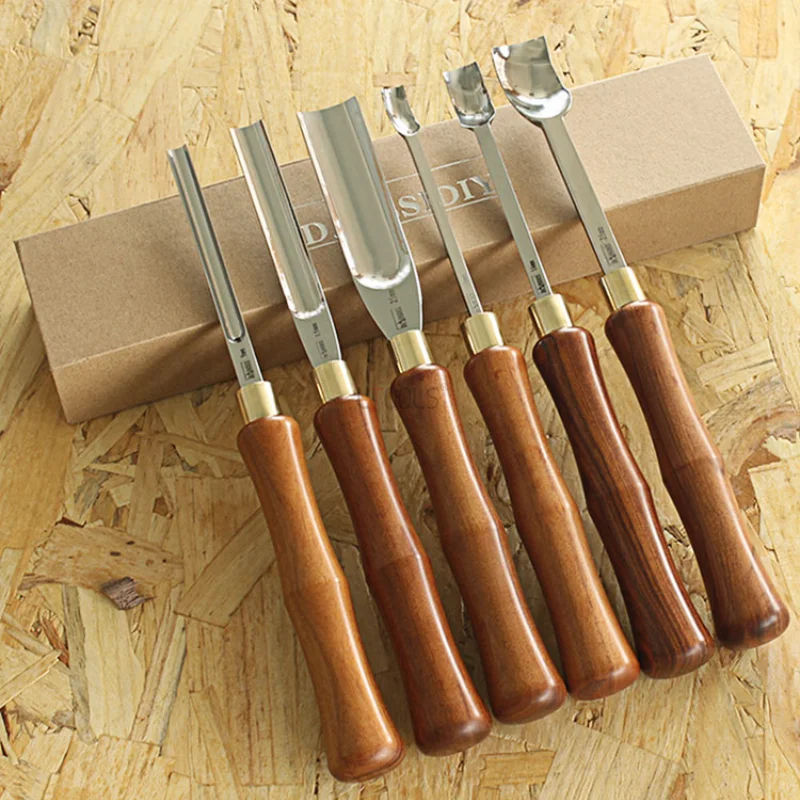 DC53 Carpenter Semi Circular Inner Blade Chisel Hand Tool Sets Suitable For Cork 9-25mm Wooden Handle Round Shovel Chisel Tools