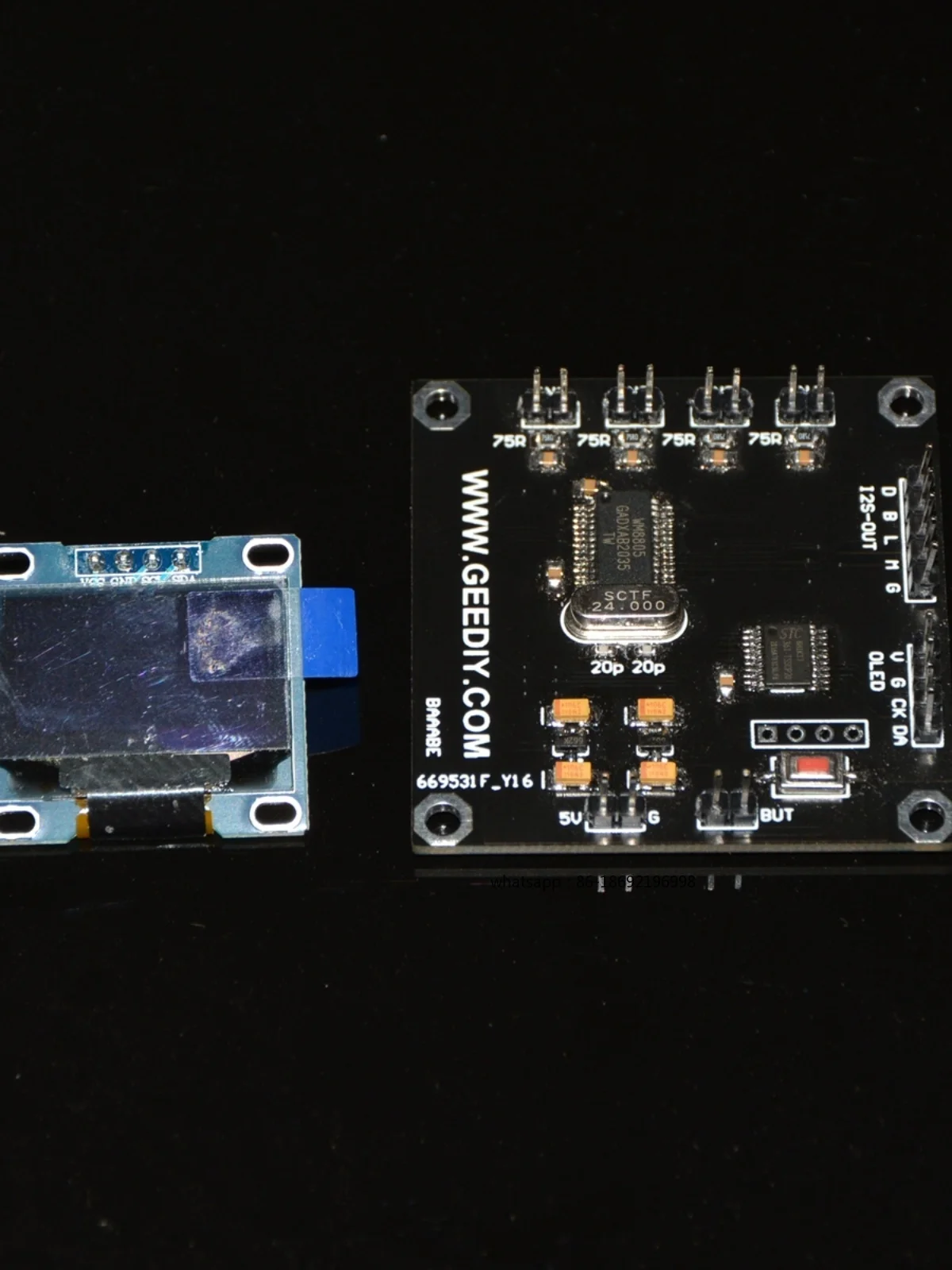 Soft control version WM8805 audio digital receiving board SPDIF to I2S sampling rate display support 24 192