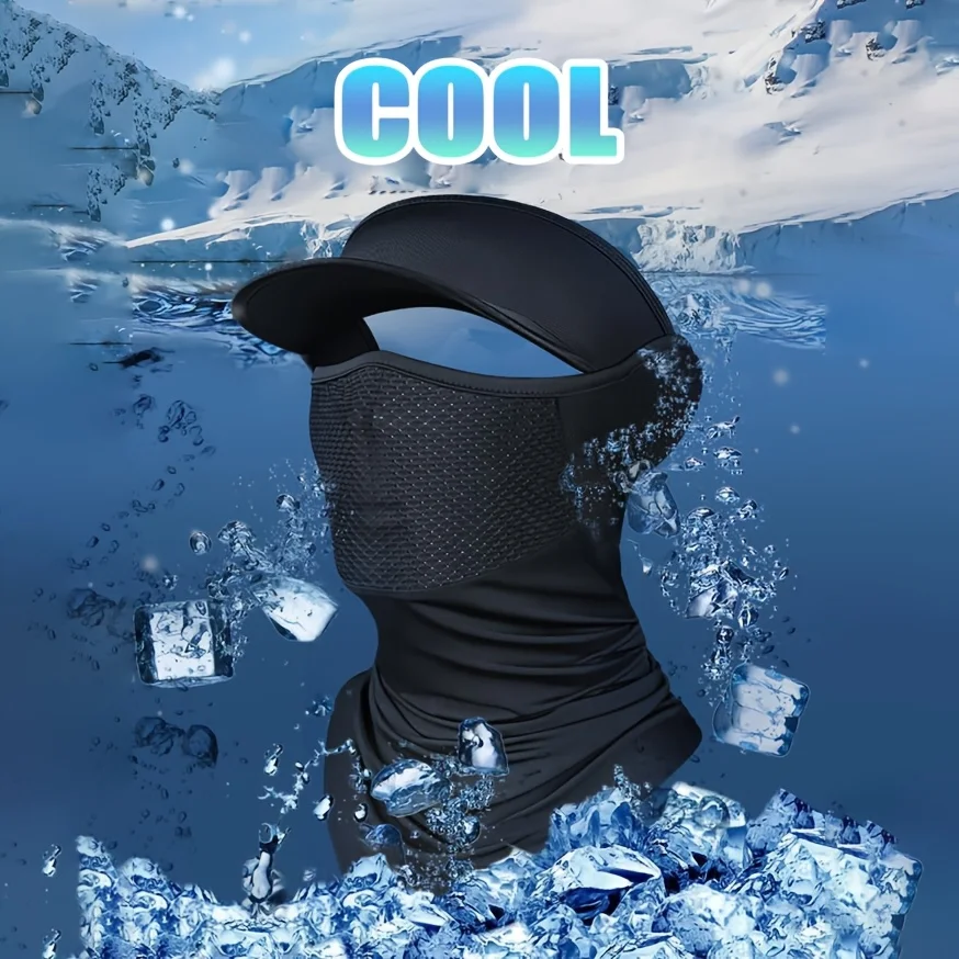 Sommer-Vollgesichtsmaske, atmungsaktiv, UV-Schutz, Nackenschutz, breite Krempe, Fahrrad-Bandana, Outdoor-Sport, Angeln, Wandern, Sonnenschutz, Eisseidenkappe
