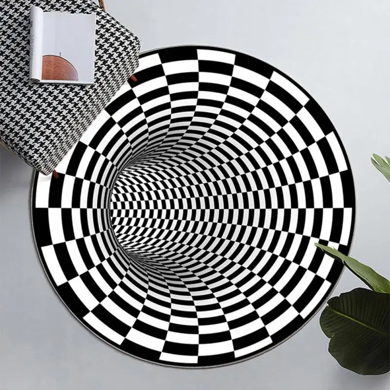 3D Illusion Rug Stereoscopic Circular Carpet Trap Pattern Floor Geometric Spiral Mat Swirl Print Optical Bottomless Carpets Mats