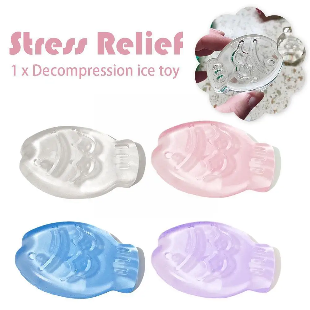 Fidget Toy Mini Toys Mochi Ice Block Stress Stress Ball Kawaii Toy Relief Cube Squeeze Cat Paw Fish Toy Transparent R3U6