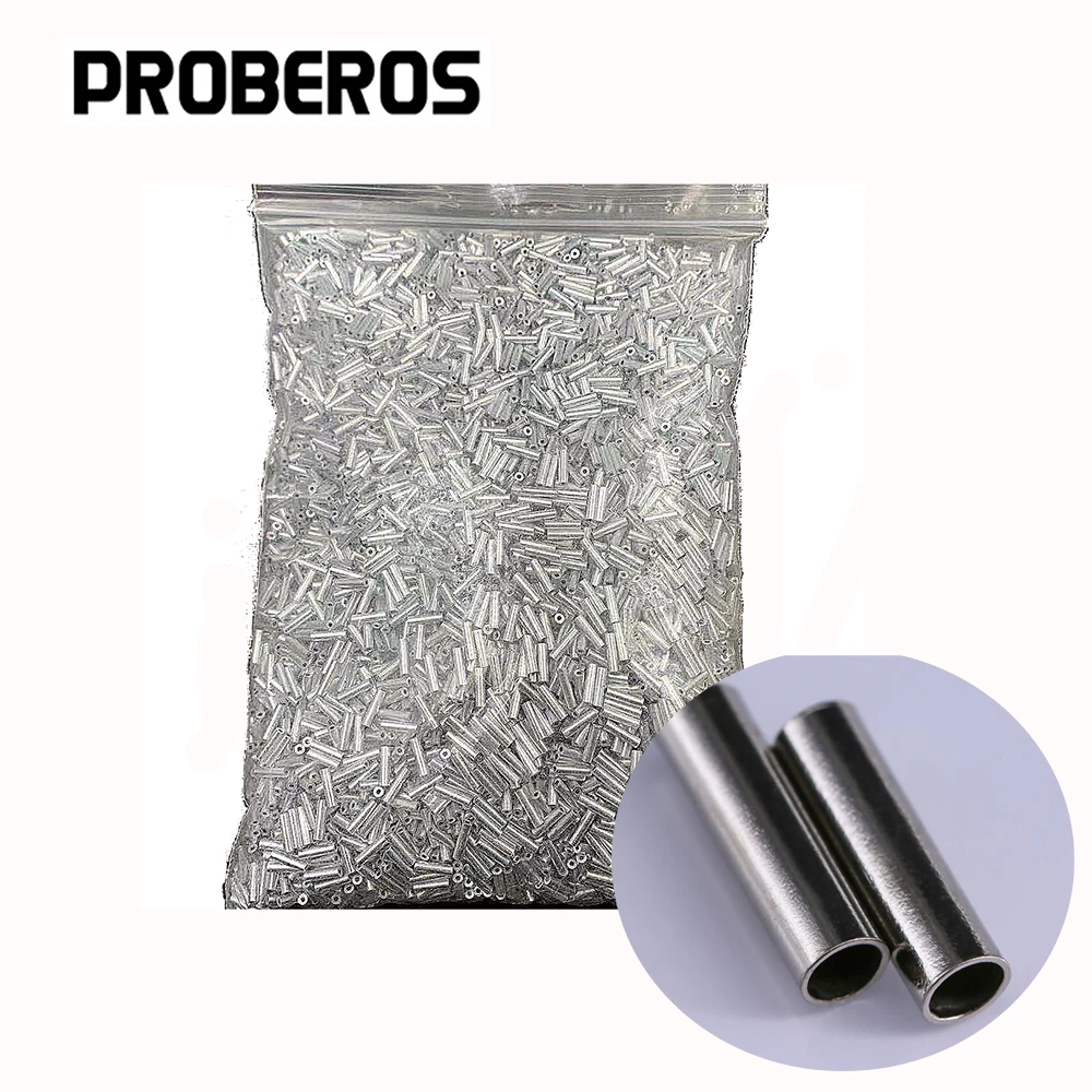 PRO BEROS-Linha de pesca Conectores Tubo, Único Barril Crimp Mangas, Cobre Crimpagem Loop Sleeve, Kit de pesca, Tamanho 12, 100pcs