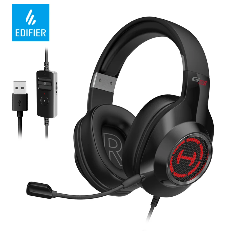 Игровая гарнитура Edifier G2II, геймерские наушники, проводная гарнитура с 50-миллиметровым драйвером, объемный звук 7,1, RGB светильник, микрофон с шумоподавлением