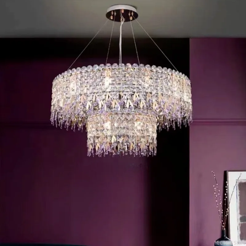 Light luxury living room crystal chandelier, personalized modern and simple circular dining room, new bedroom luxurious