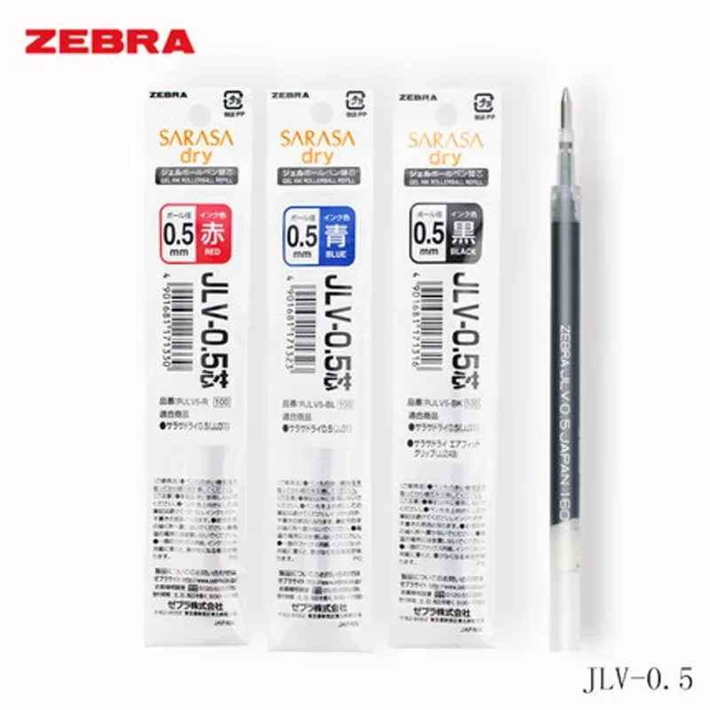 6pcs/batch of ZEBRA JLV-0.5 0.5mm quick-drying gel pen refill for JJ31 JJZ49 writing school supplies