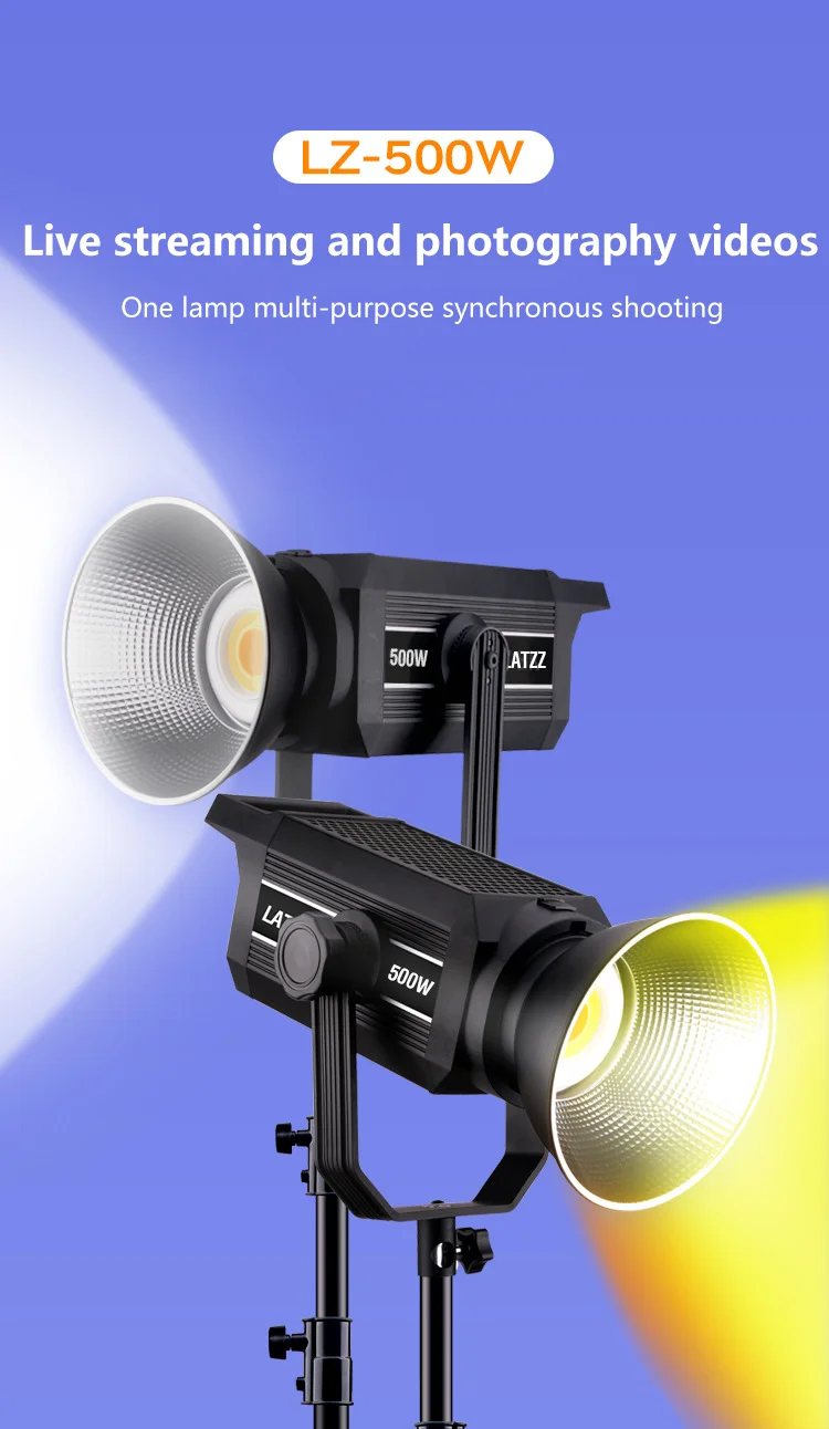 LATZZ 500W LED Video Light Bi-color 400W Continuous Output COB