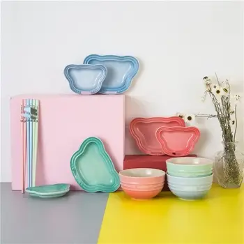 15公分陶瓷熊圖案餐盤,Instagram風格主題,卡通馬卡龍漸層變色,適用於甜點、小吃、珠寶配件等。 10 最佳銷售 可愛的托盤 - №8