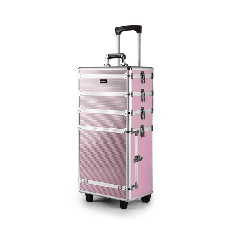 

Rolling Makeup case Box With Wheels Large Professional Makeup case for Travel Multi-functional Barber Makeup Tool case