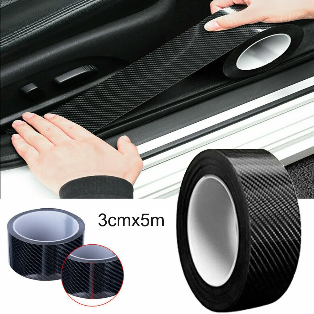 

5M Car Door Sill Scuff Cover Stickers Antiscratch Carbon Fiber Strip Scuff Pedal Sticker Film Door Sill Plate Fiber Stickers