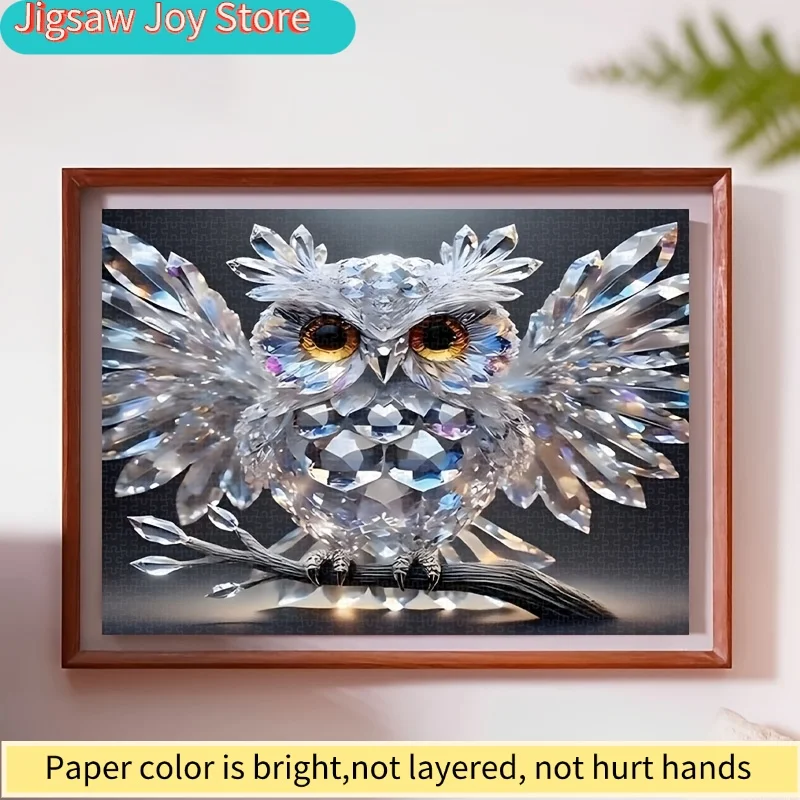 Disney  Crystal Owl Wings 3D Puzzle | Artistic Light and Shadow Design with Expressive Eyes, Frameless Adult Educational Game,