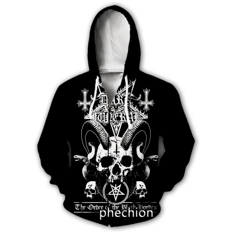 New Fashion Men/Women Dark Funeral Band 3D Print Long Sleeve Zip Hoodies Casual Streetwear Men Loose Sport Zip Hoodies Tops J03