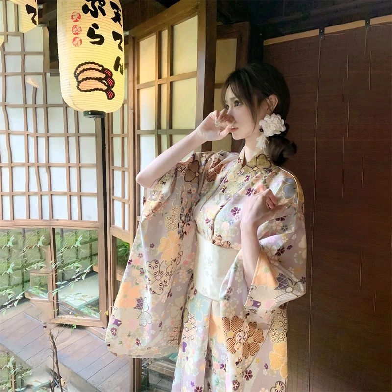 

2025 gentle temperament girls' daily sweet printing kimono japanese style kimono yukata vintage cute style hot spring clothing