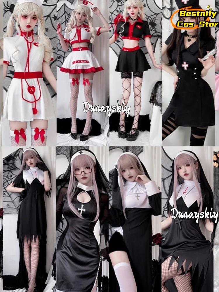 

14Style Halloween Nun Cosplay Costume Zombie Vampire Costume Masquerade Devil Costume Women Festival Sexy Dress Role-play Suits
