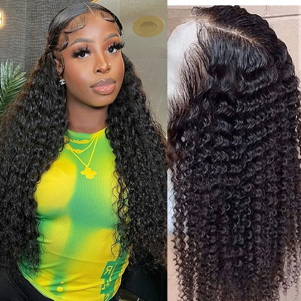 13x4 Deep Wave Lace Front Human Hair Wigs Brazilian Remy Transparent Deep Curly Lace Frontal Wigs Preplucked For Women On Sale