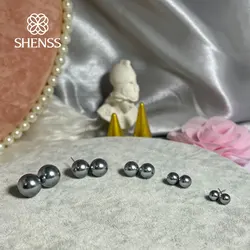 Quality Light Grey Color Imitation Pearl Stud Wedding Earrings 6mm-14mm Size 925 Sterling Silver  Earring Jewelry For Women