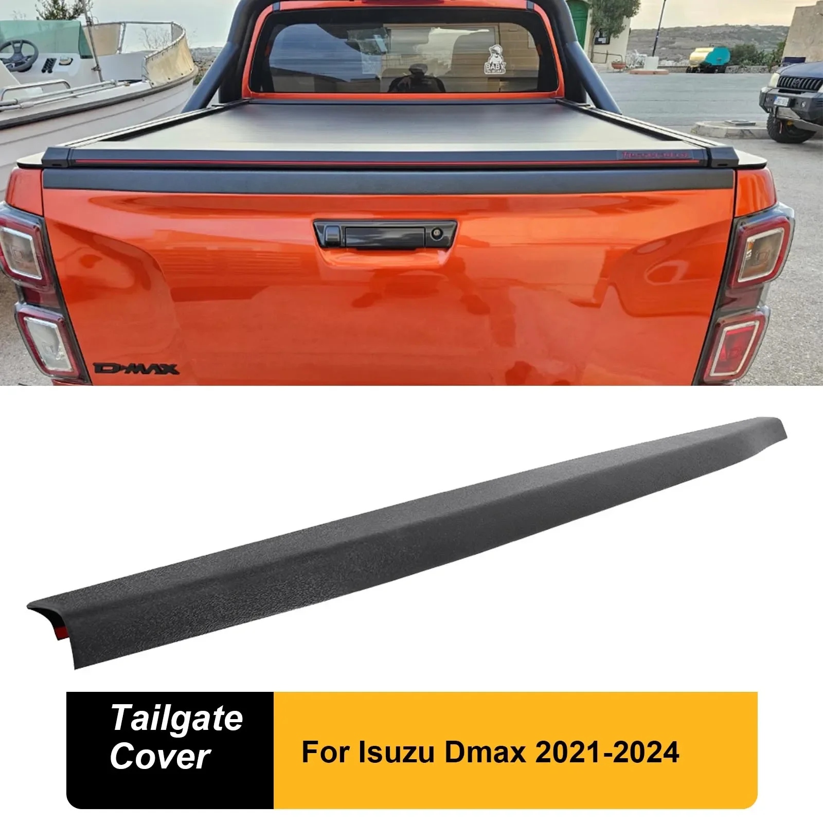 Tailgate Cover Protector For ISUZU DMAX 2021 2022 2023 2024 Double Cabin Models Matte Black Rear Gate Trim 4X4 Car Accessories