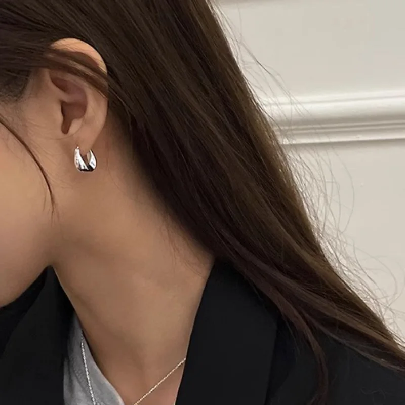 925 Sterling Silver Earrings for Women Ear Hoop Versatile Sweet Girl Fashion Jewery New Year Gifts Accessories image 4