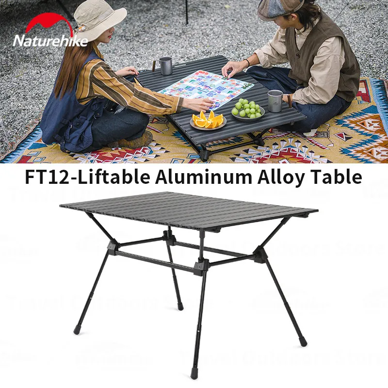 

Naturehike Aluminum Alloy Camping Table Portable Folding Picnic Barbecue Fishing Garden Height Adjustable High Load Table Ft12