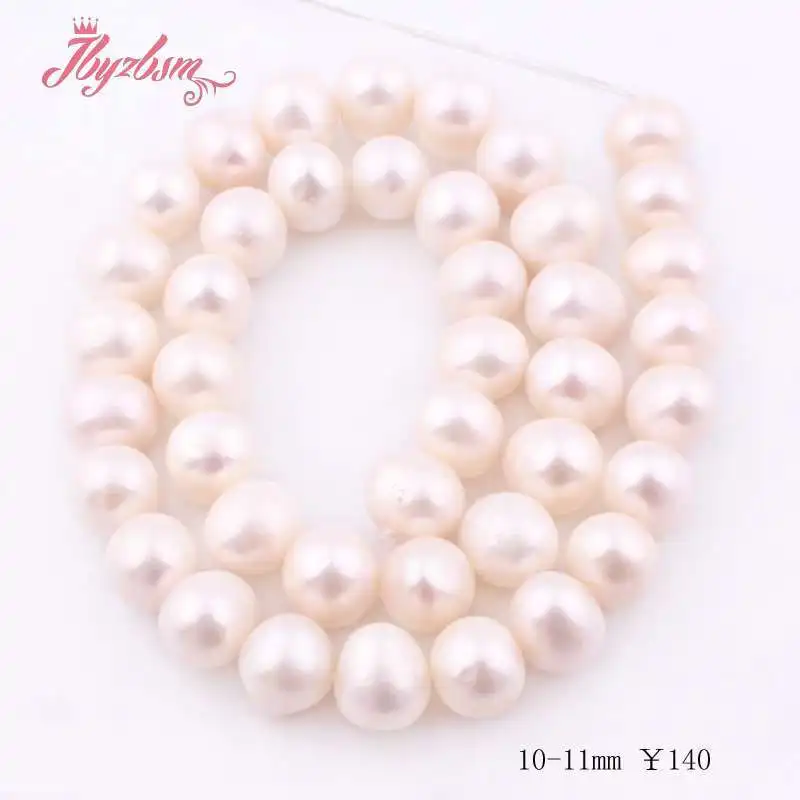 9.5mm-11mm Natural Round Freshwater Pearl Stone Beads DIY Necklace Bracelets Loose Strand 15\