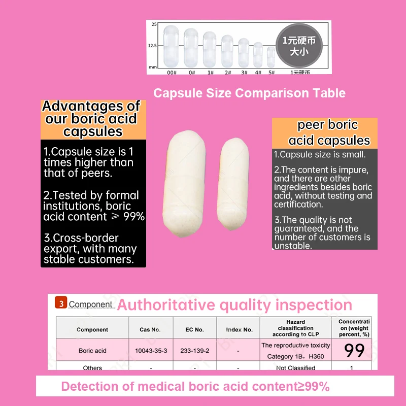 30 Pcs Per Bottle Female Vaginal Care  Organic Borics Acid Suppositories Pills yoni pops  Vagina boric acid