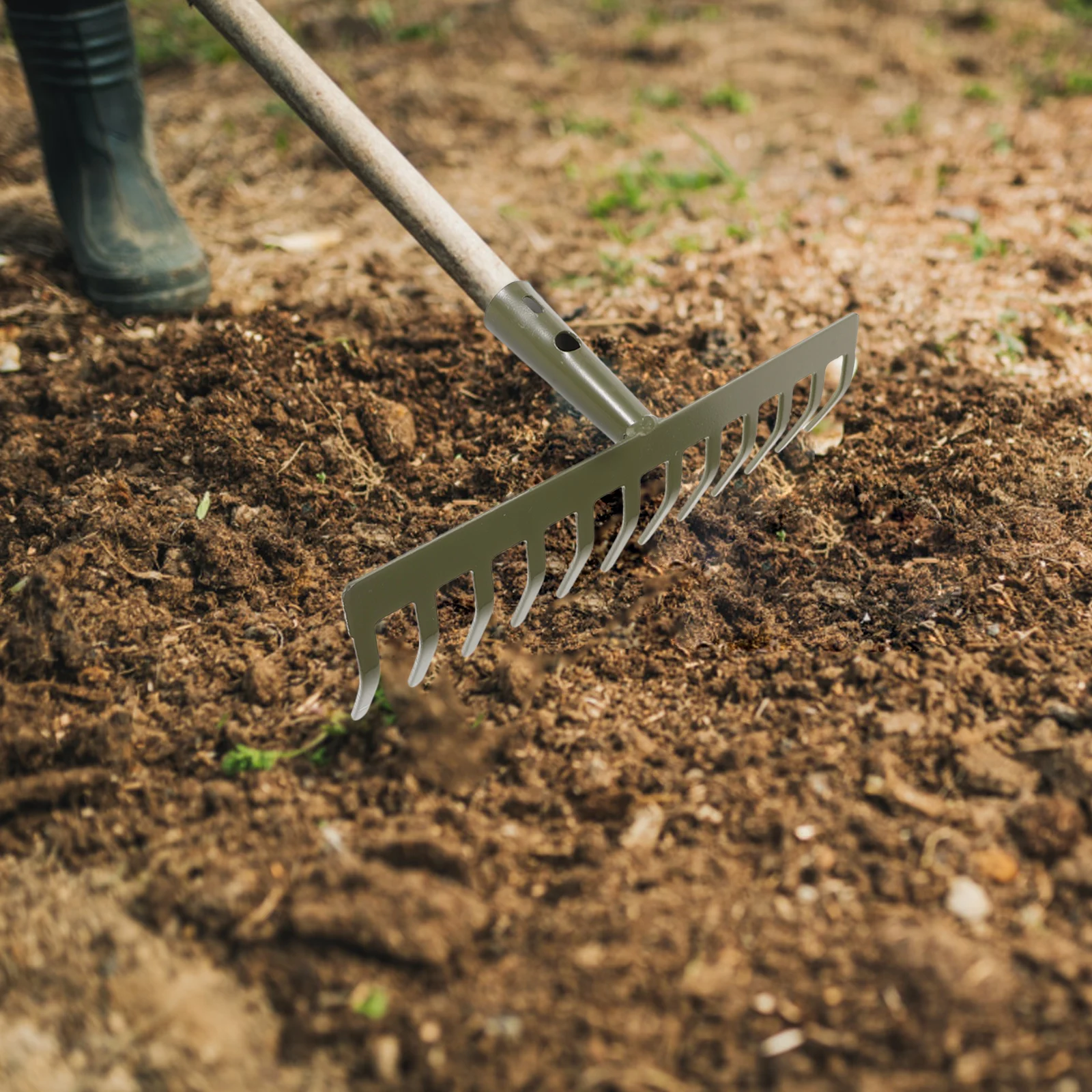 

Garden Rake Tool Leaf Grabber Heavy Duty Metal Loosening Soil Rake Small For Gardening Raking Leaves Soil Grass Flowers