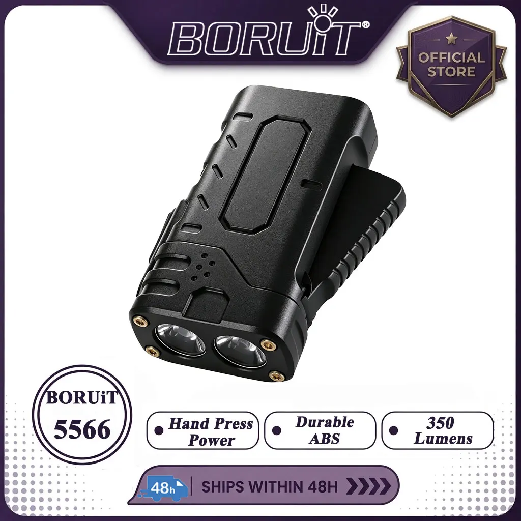 BORUIiT Lampe de poche LED EDC à manivelle, rechargeable par Type-C, autonome, étanche, pour camping et cyclisme en extérieur