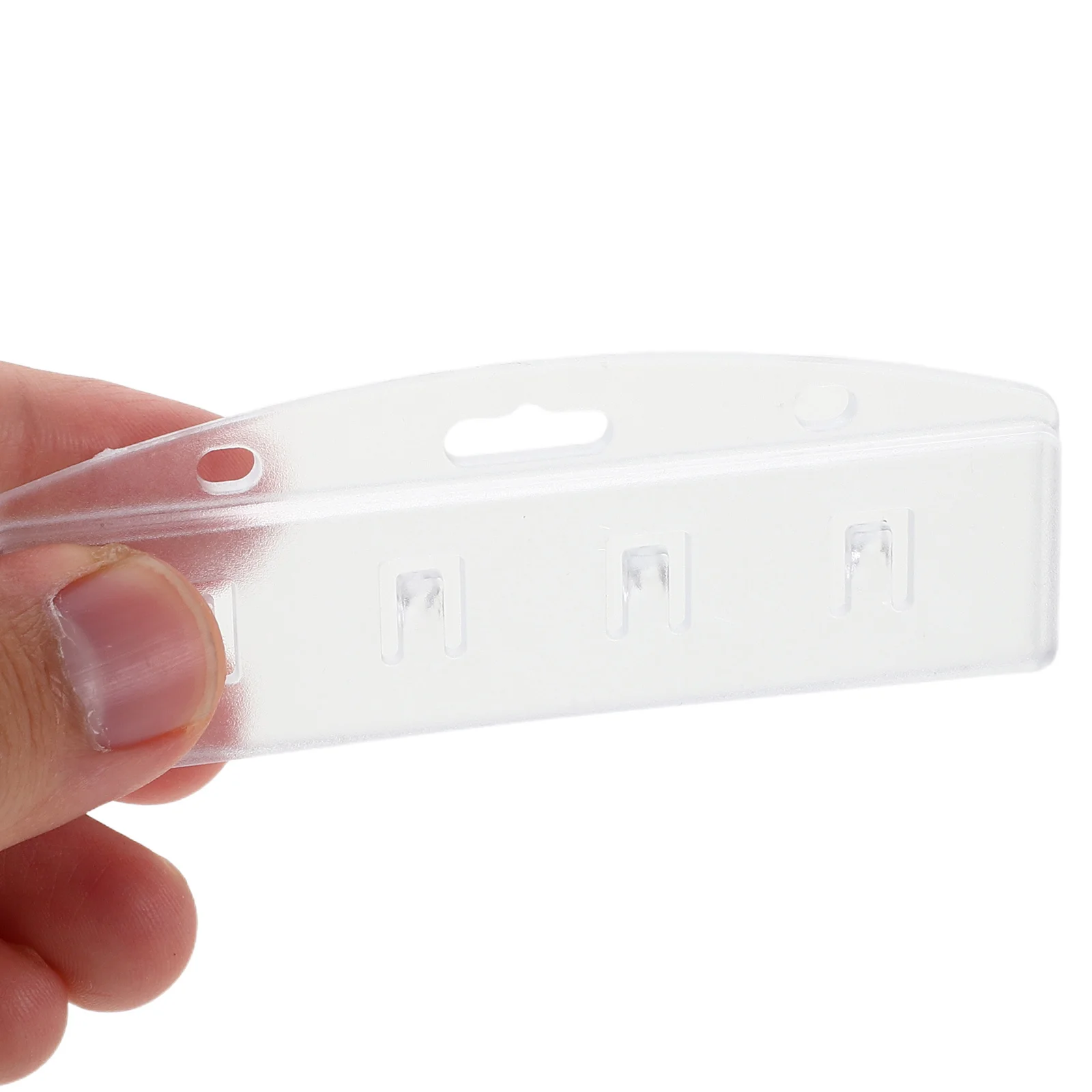 

20pcs Frosted Transparent Pc Holders Half-Open Hard Plastic Id Badge Protectors For Swift Access Name Card Sleeves Clear