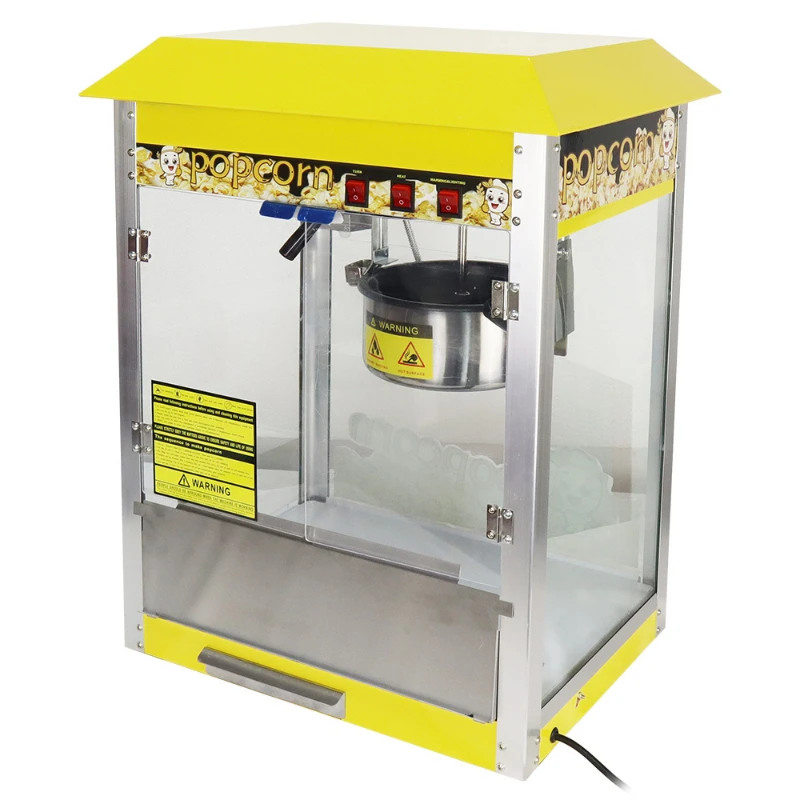 Striking yellow industrial popcorn machine maker for 220v commercial