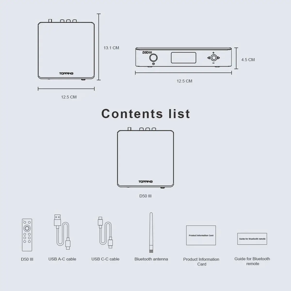 TOPPING D50 III سطح المكتب HiFi DAC فك تشفير صوت عالي الدقة مزدوج ES9039Q2M PCM768 DSD بلوتوث 5.1 LDAC جهاز تحكم عن بعد