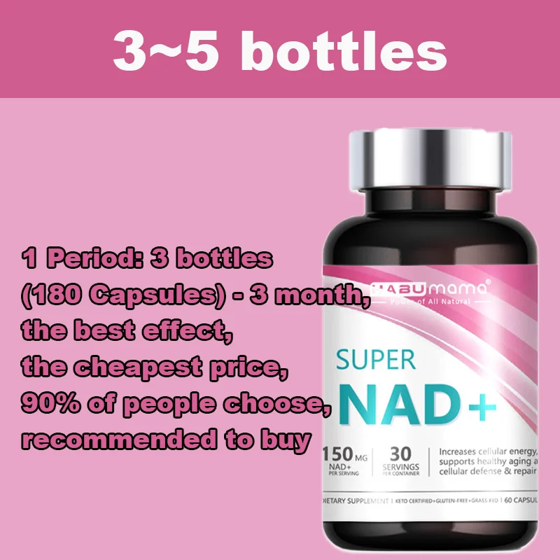 Anti-aging NAD+ Supplement Capsules-Nicotinamide Riboside Alternative, Natural Energy & Cellular Health, 60 Capsules