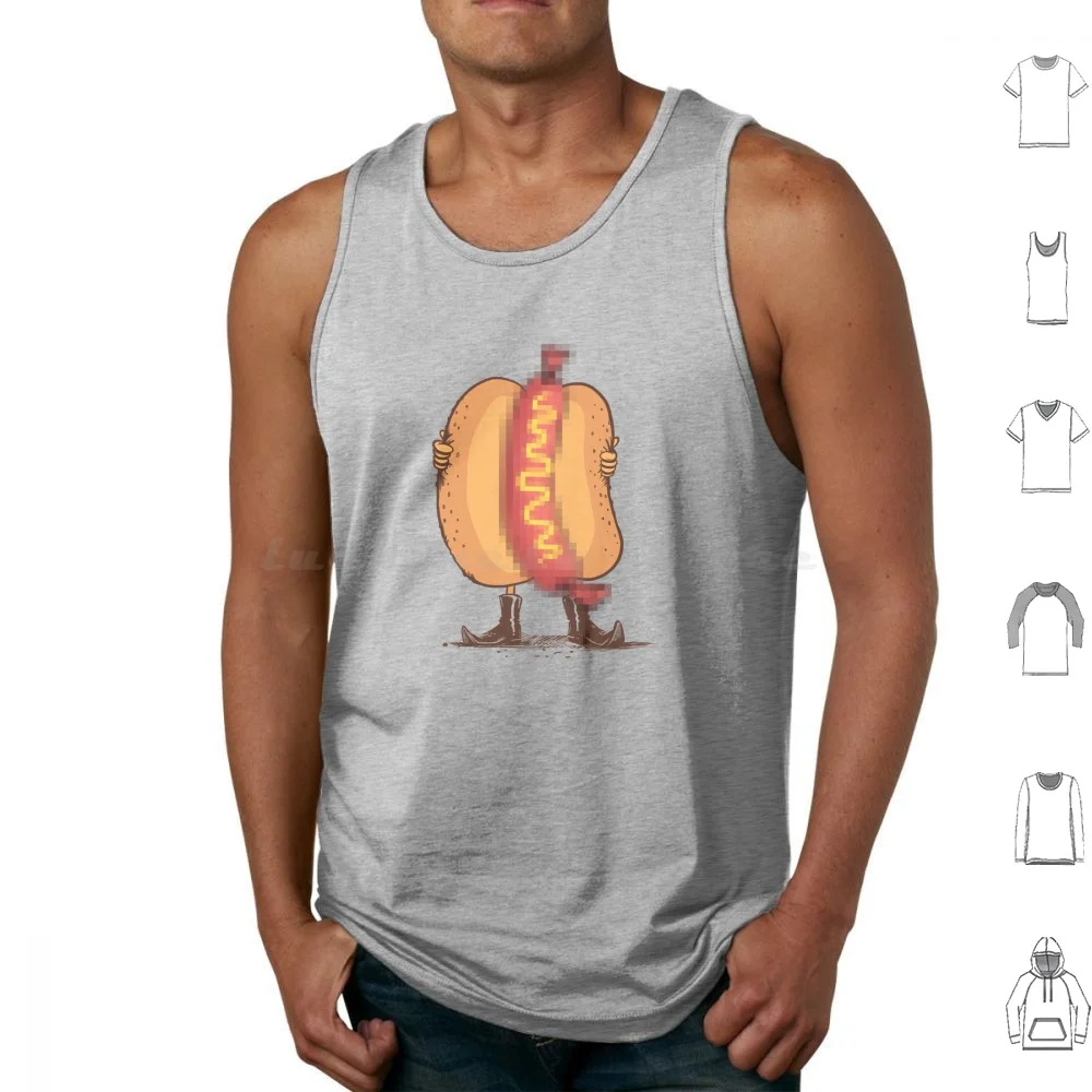 Flash Food Tank Tops Print Cotton Tasty Happy Fast Food Silly Humor Flasher Hot Dog