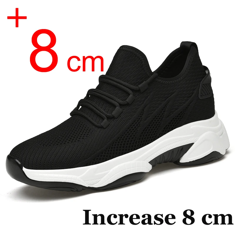 2024 Men Sneakers 8CM Height Increase Shoes For Man Summer Sports Hollow Breathable Elevator Shoes Casual Heightening Shoes Male