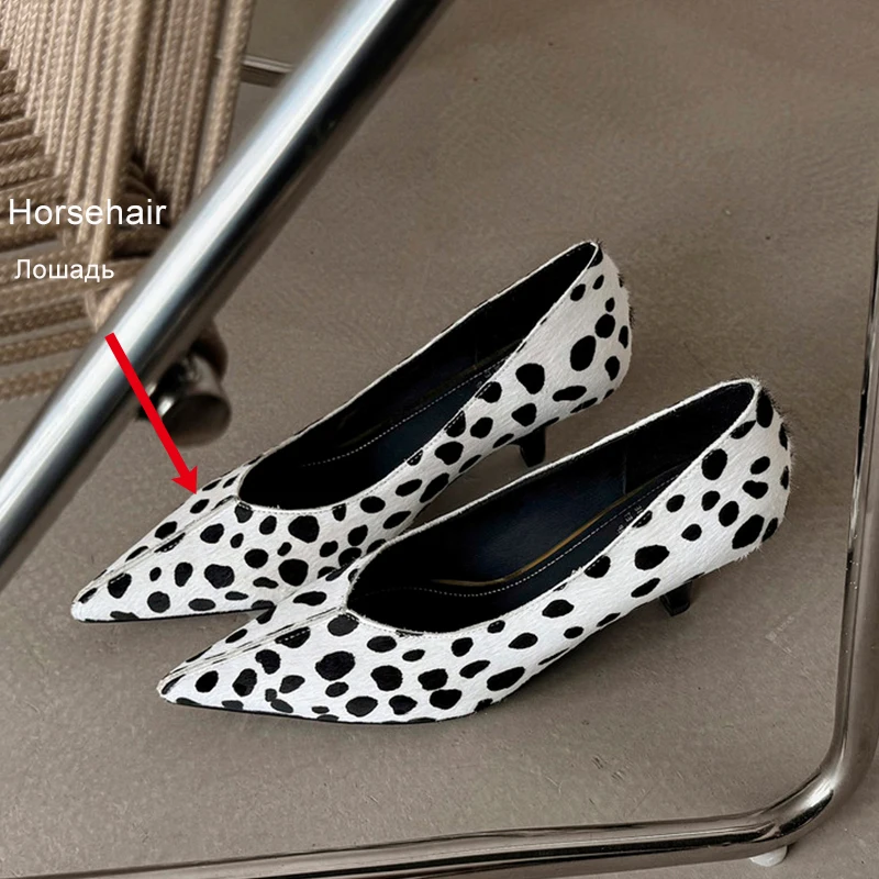 Women’s Horsehair Pointed-Toe Mid-High Heel Office Pumps