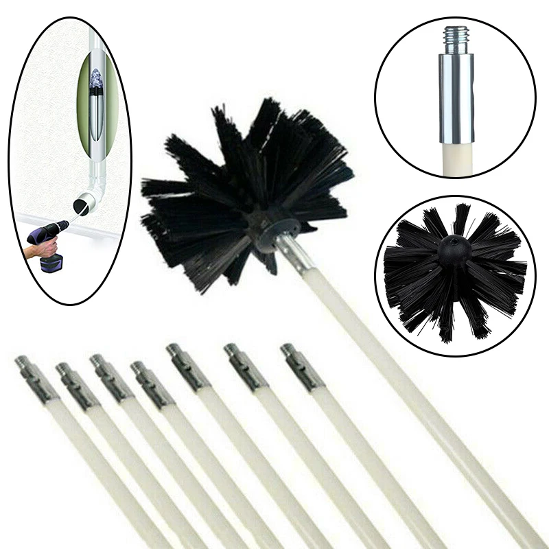 Pipes Brush Kit Chimney Cleaner Kit Flexible Inner Wall Nylon Rods Stoves Sweep Chimney Cleaner Cleaning Tools