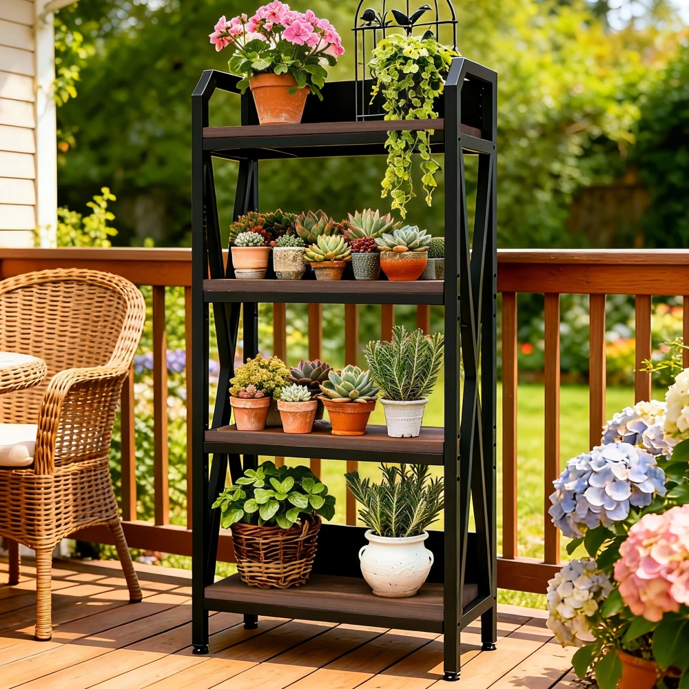 

Полка для выпечки 56,30 дюймов, 4-уровневая, металлическая и деревянная, для кухни, длина 25,60 дюймов