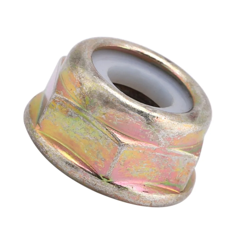 10pcs Durable Gold Blade Nut Left Hand Thread Metal Flange Nut Universal Anti-Loosening Line Replacement Parts