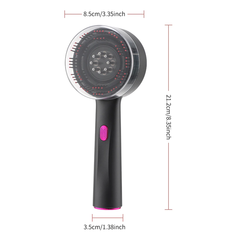 Elektrische Vibration Massage Kamm Rot Licht Kopfhaut Follikel Kamm Kopf Akupunktur Punkte Öl Massager Anti-haarausfall Gerät – Detail 13