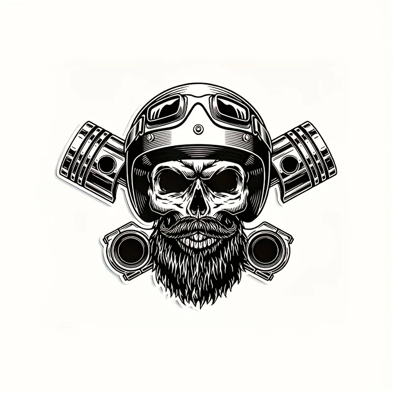 قطعة واحدة من ملصق لراكبي الدراجات النارية على شكل جمجمة - ملصق فينيل ممتاز مقاس 15 سم للخوذات وأجهزة الكمبيوتر المحمولة والسيارات | دراجة نارية مقاومة للماء ومتينة وقابلة للإزالة